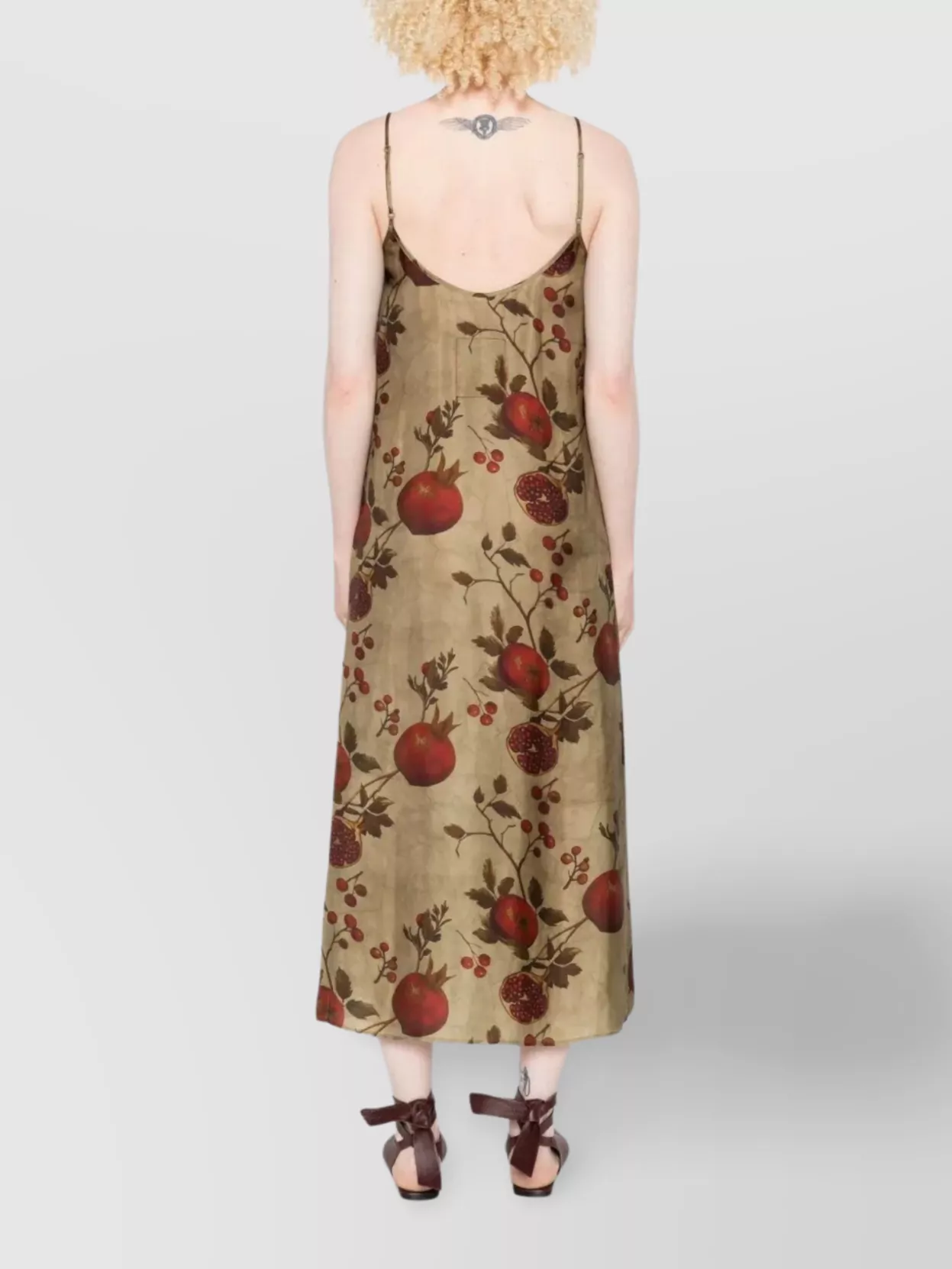 Uma Wang Pomegranate Print Slip Style Midi Dress