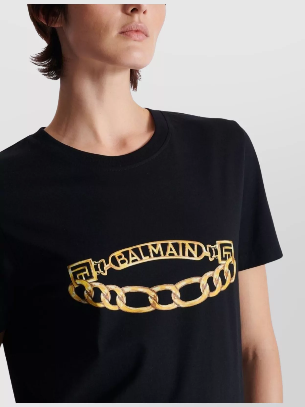 BALMAIN CREW NECK GRAPHIC PRINT SHORT SLEEVES