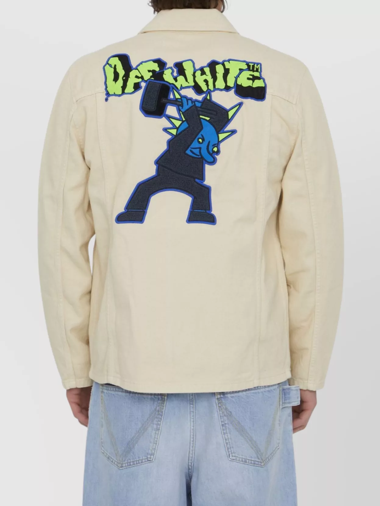 Off-White Embroidered Motif Denim Shirt