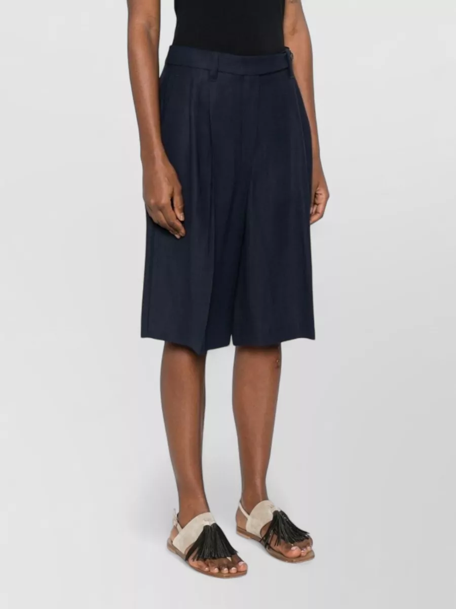 Brunello Cucinelli Linen Blend Bermuda Shorts Pleats Pockets