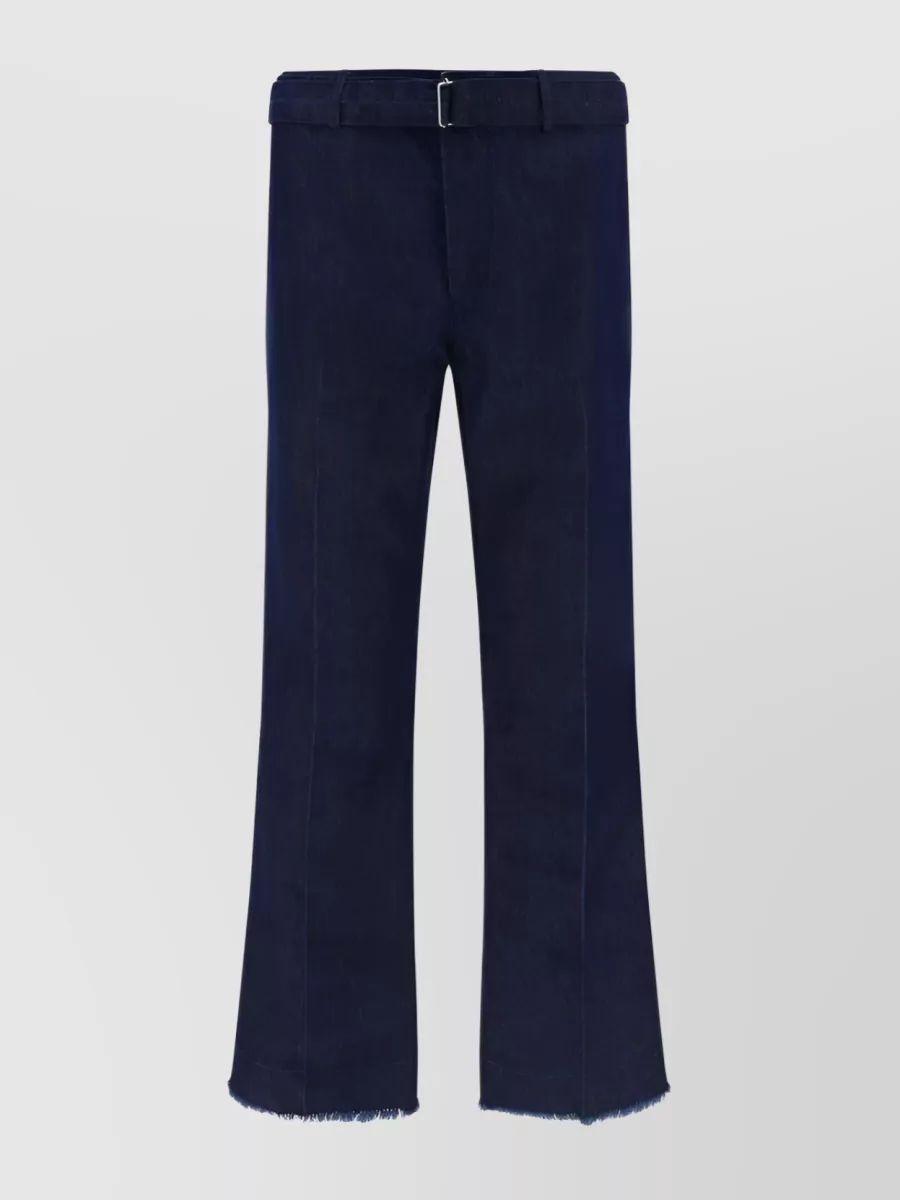 Shop Lanvin Waist Buckle Straight-leg Pants In Blue