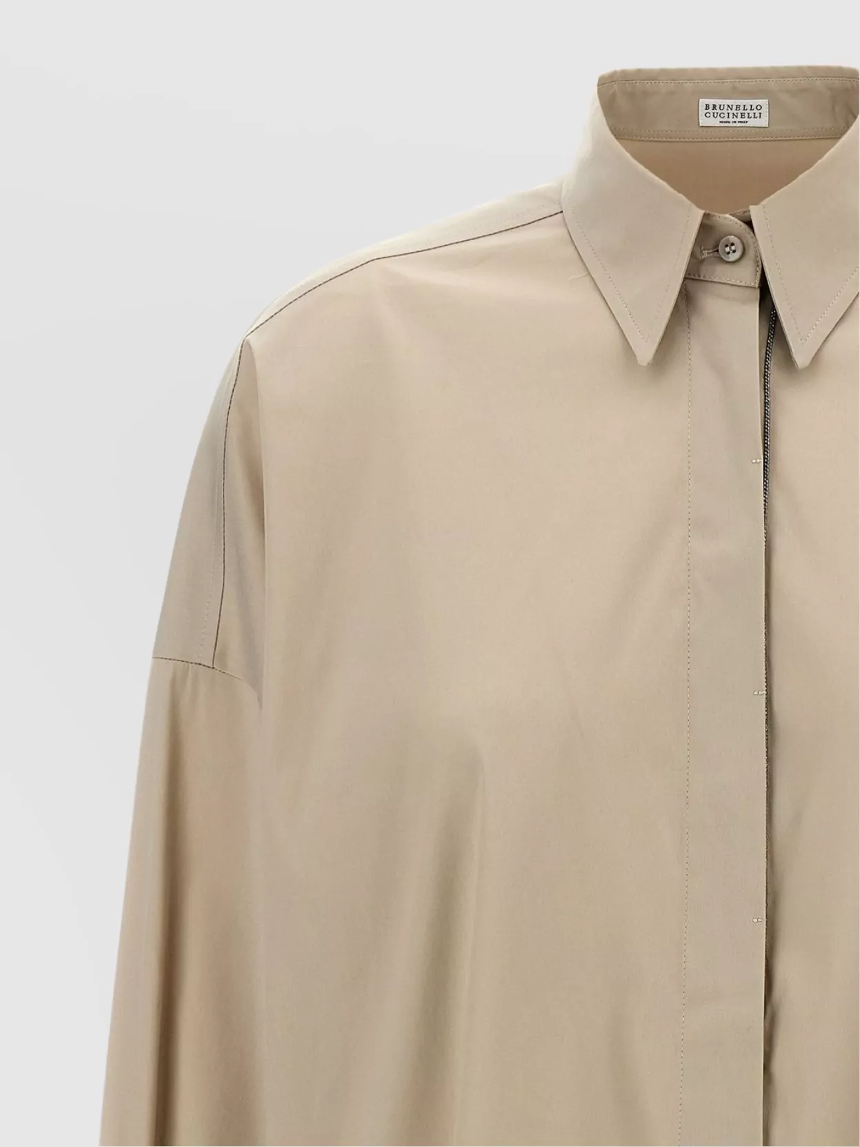 Shop Brunello Cucinelli Poplin Shirt With Back Yoke And Collar