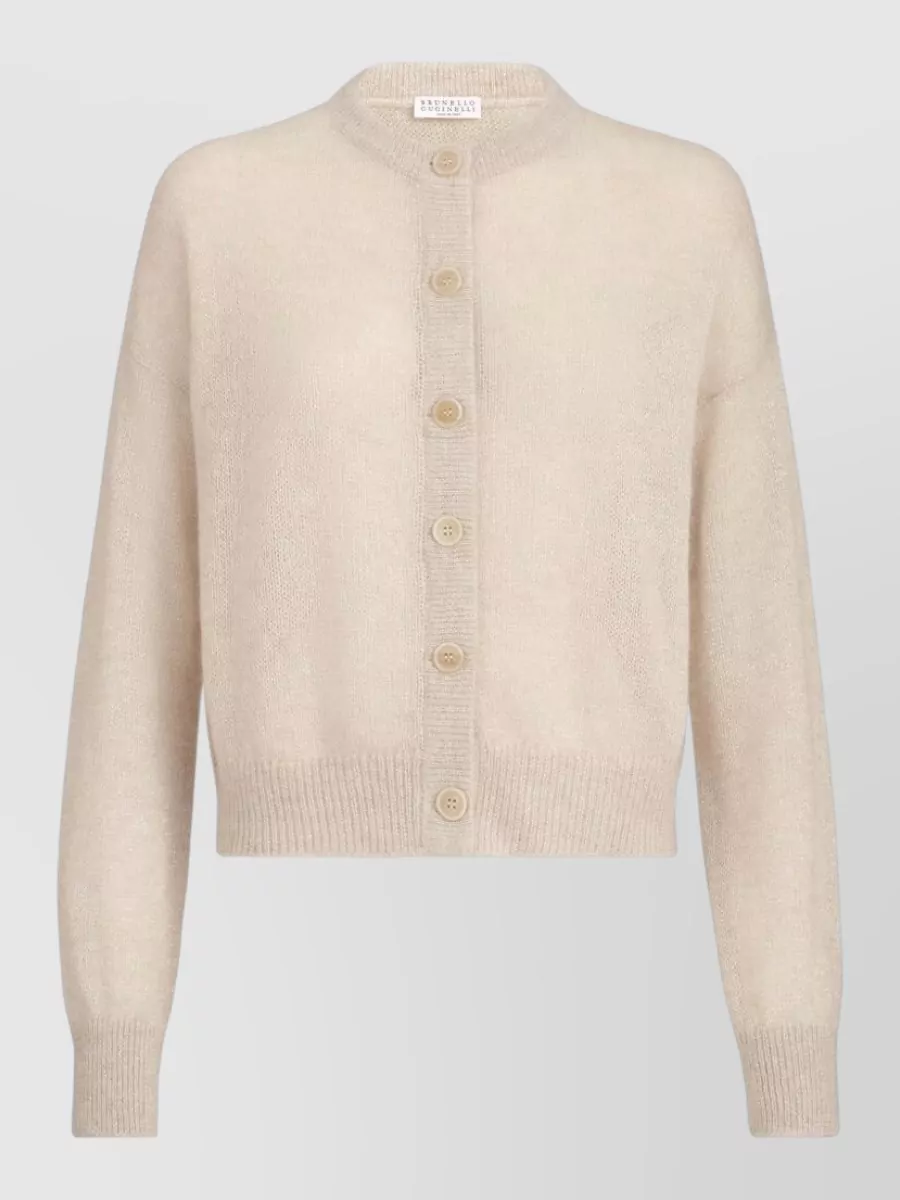 Brunello Cucinelli metallic mohair-blend fine-knit cardigan
