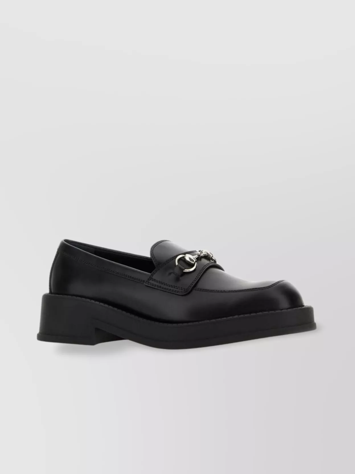 Gucci Leather Loafers With Low Block Heel In Black