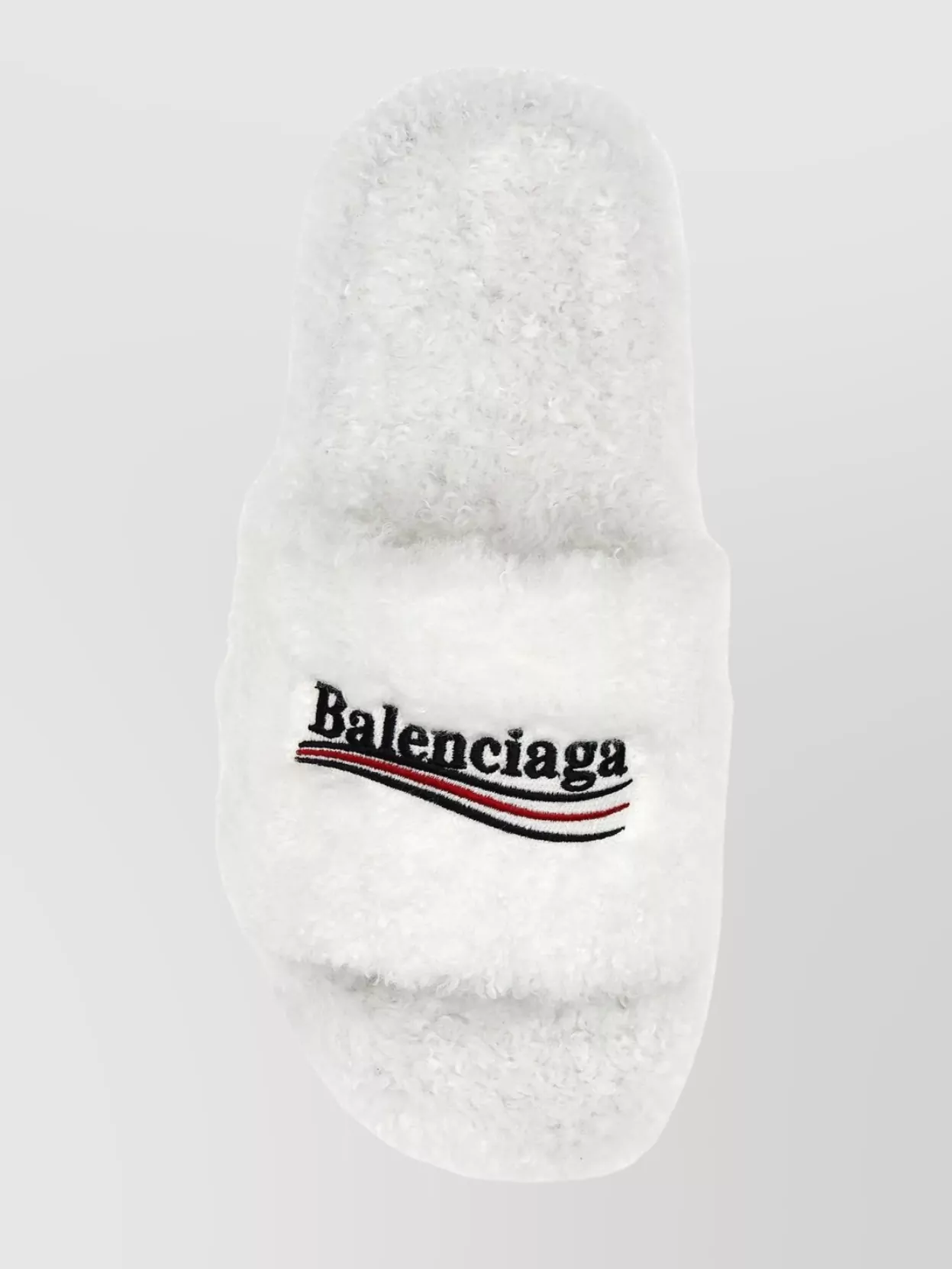 Balenciaga Shearling Furry Slippers With Round Toe And Flat Sole