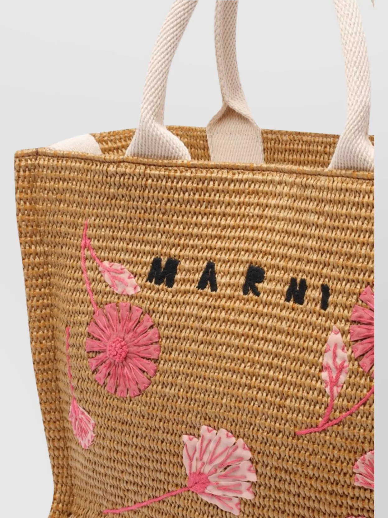 Marni Raffia Tote Bag Floral Embroidery