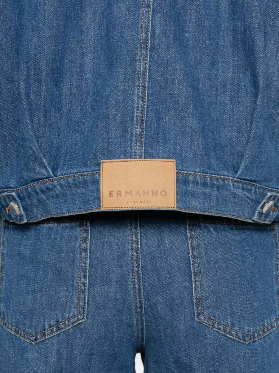Ermanno Firenze Embroidered Denim Cropped Jacket