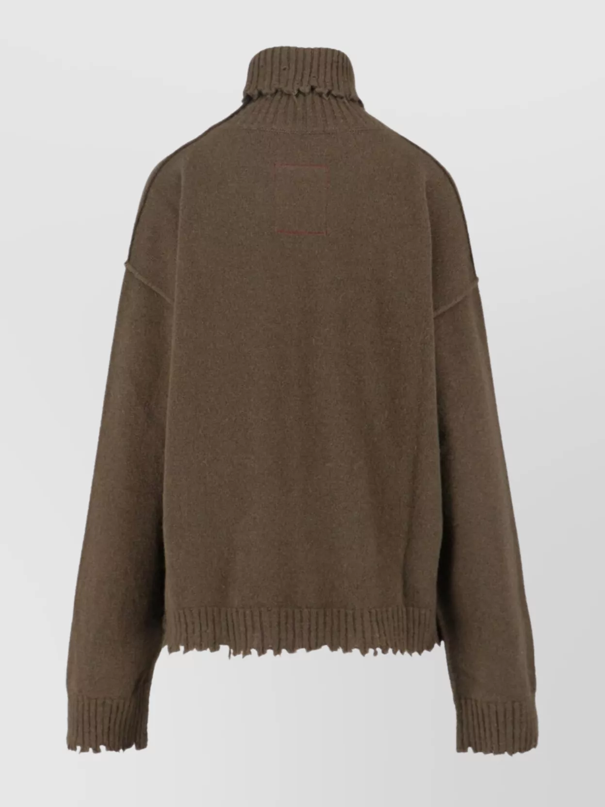 Uma Wang Omens Army Green Distressed High-neck Cashmere Jumper In Brown