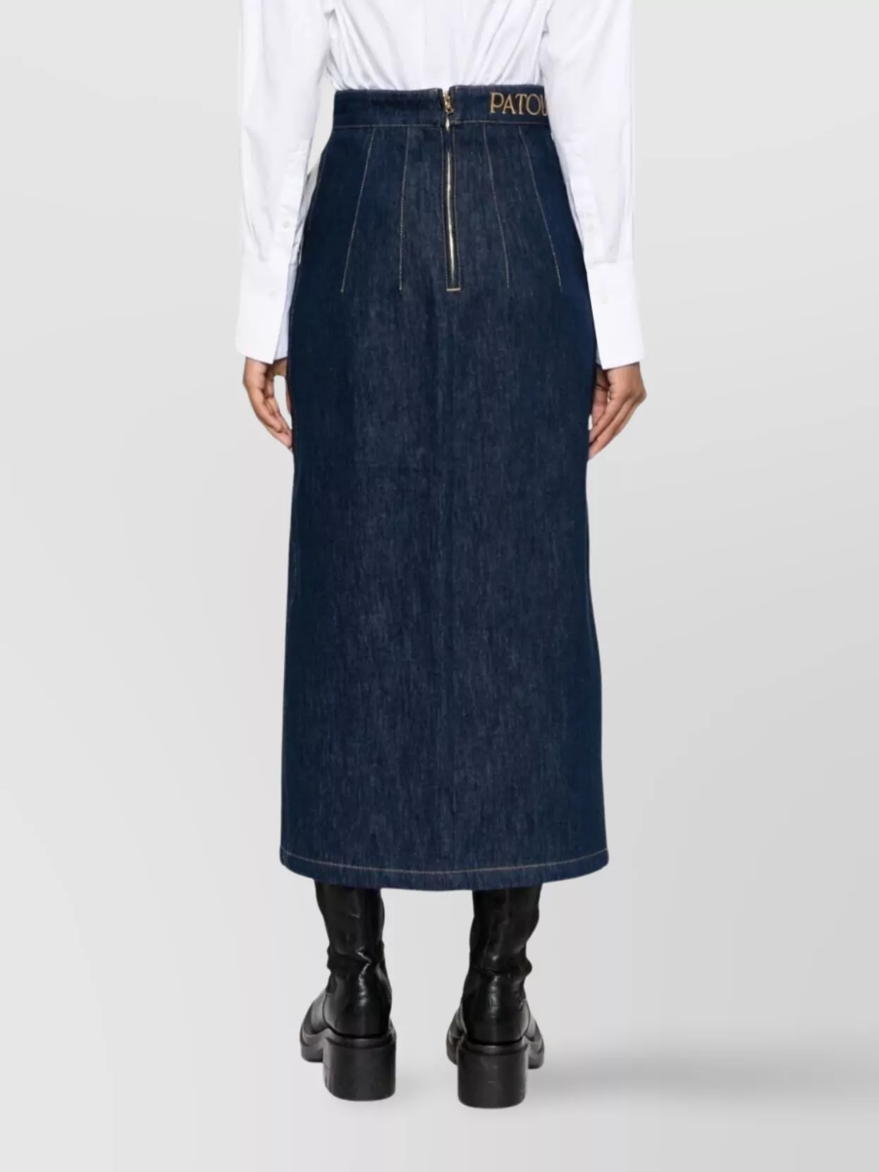 Patou Skirt With Belt Detail And Front Slit