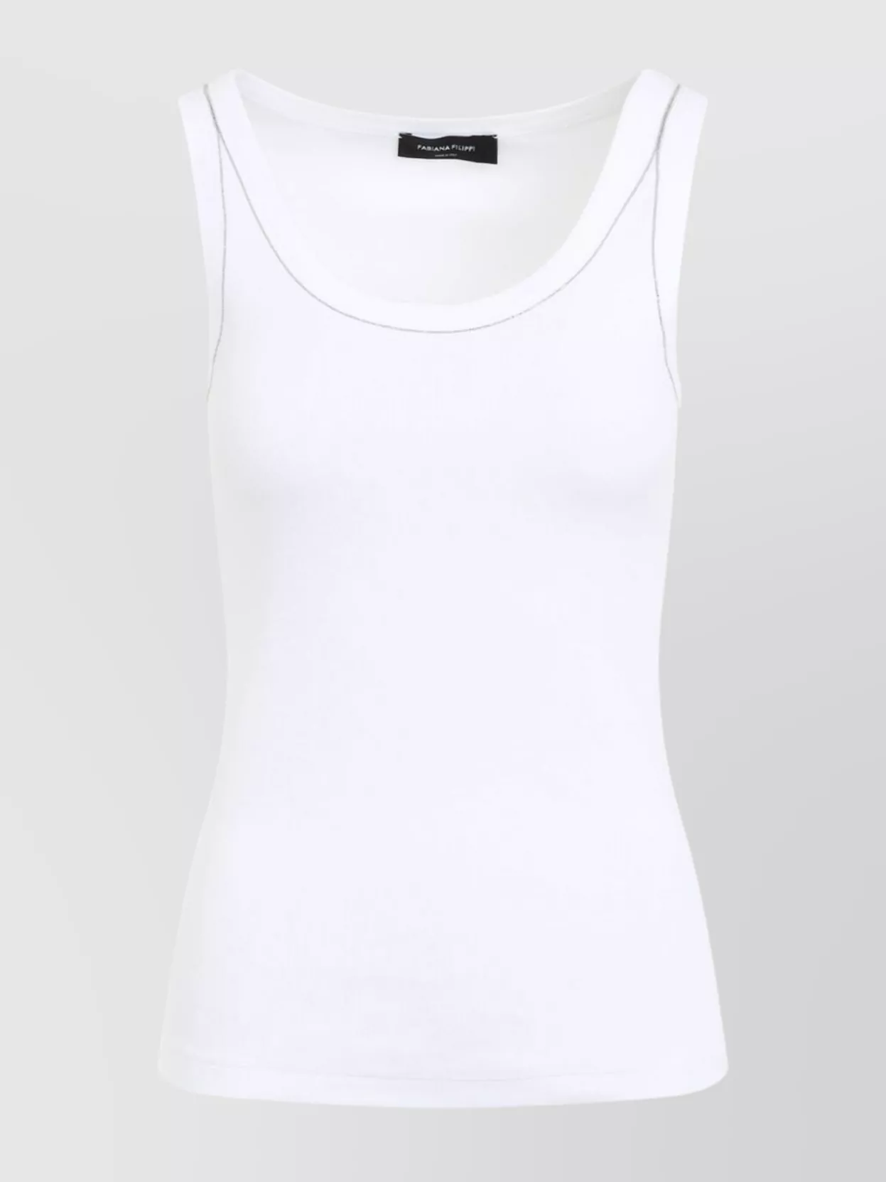 Fabiana Filippi Ribbed Cotton Tank Top With Metallic Trim