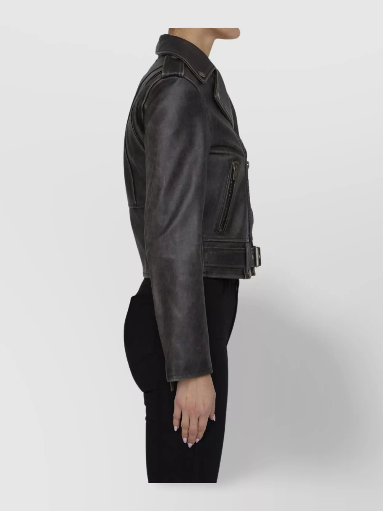 Golden Goose Leather Jacket With Adjustable Buckle Belt