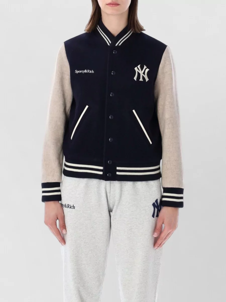 Sporty & Rich wool quilted varsity jacket