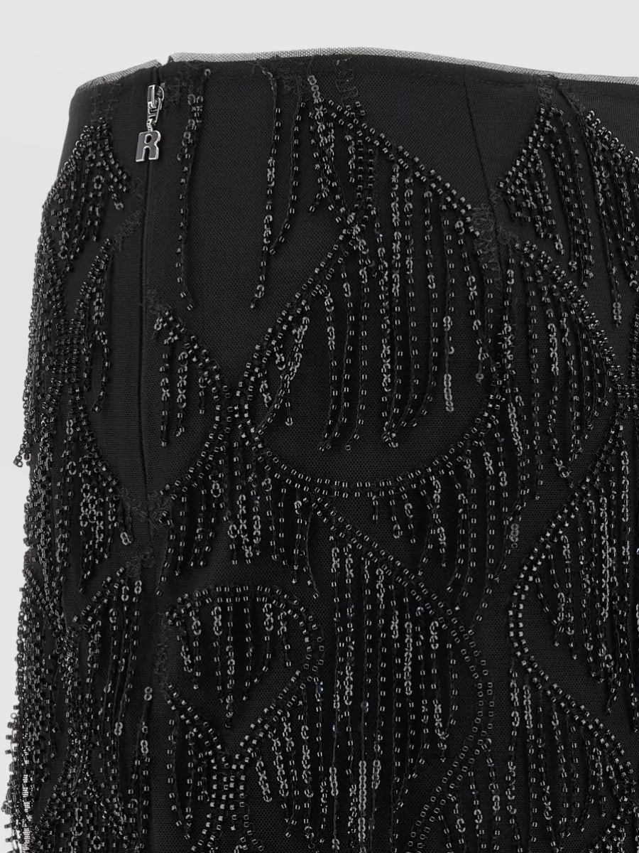 Rotate Birger Christensen Beaded Fringe Mini Skirt
