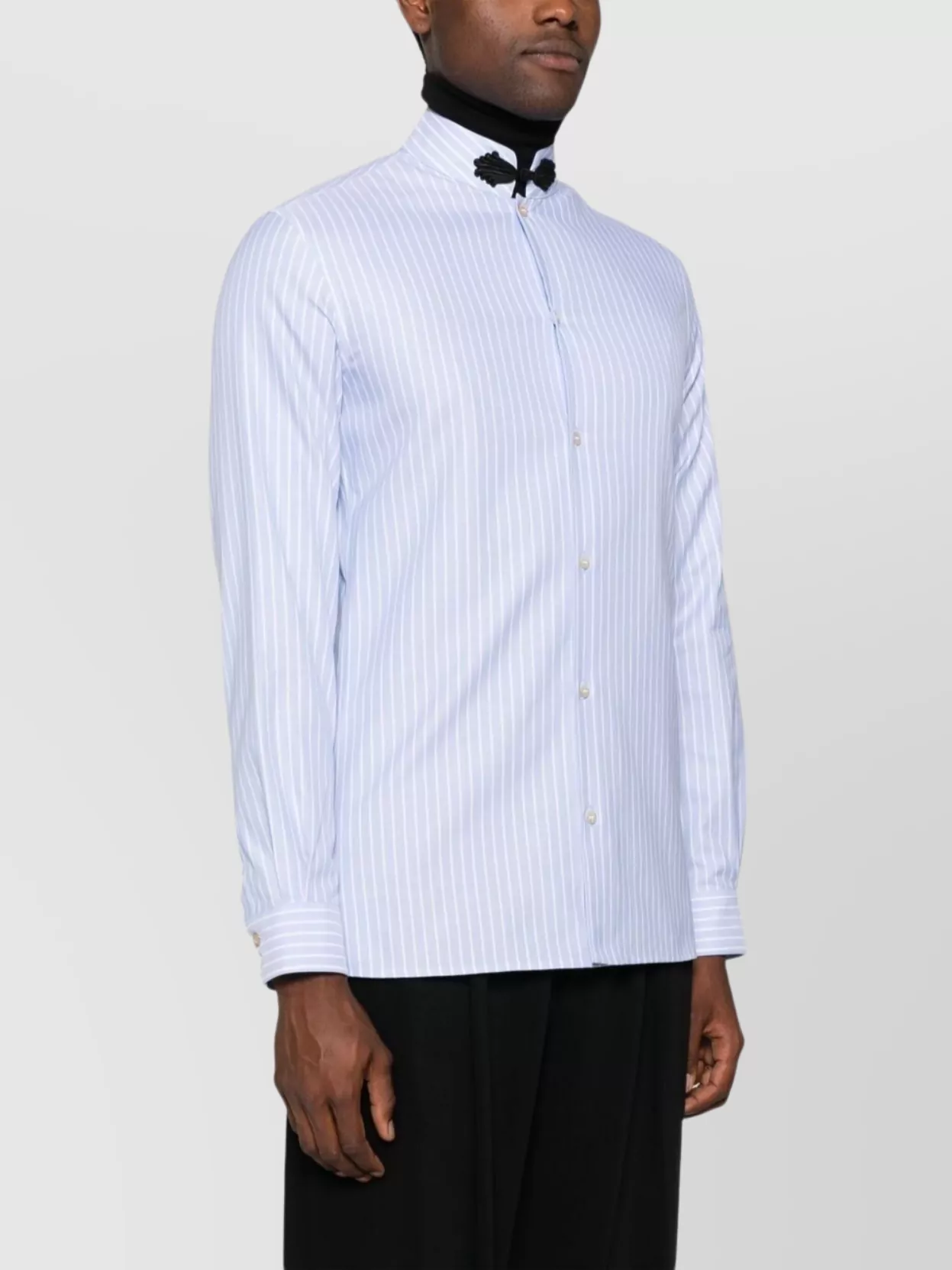 Valentino Cotton Shirt With Striped Pattern And Embroidered Motif