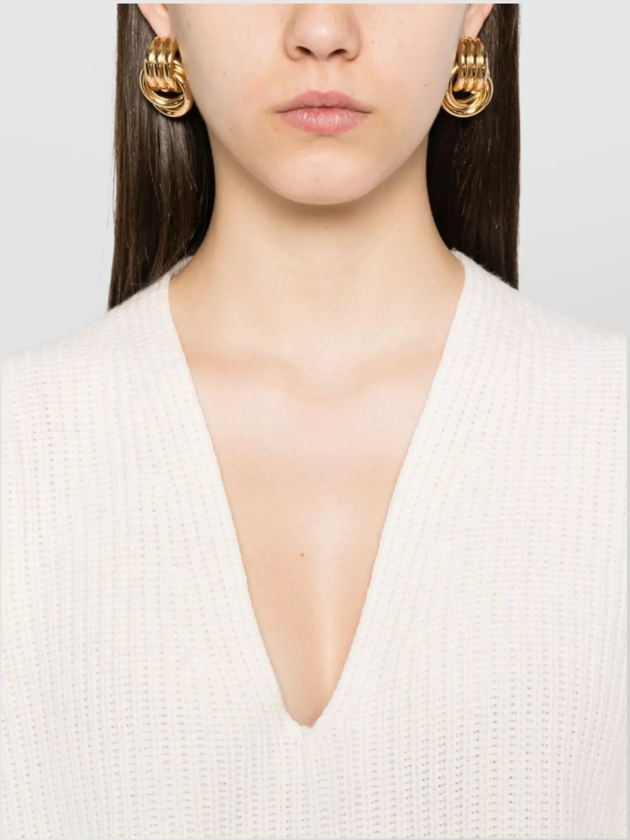 Fabiana Filippi Ribbed Wool V-Neck Jumper With Dropped Shoulders