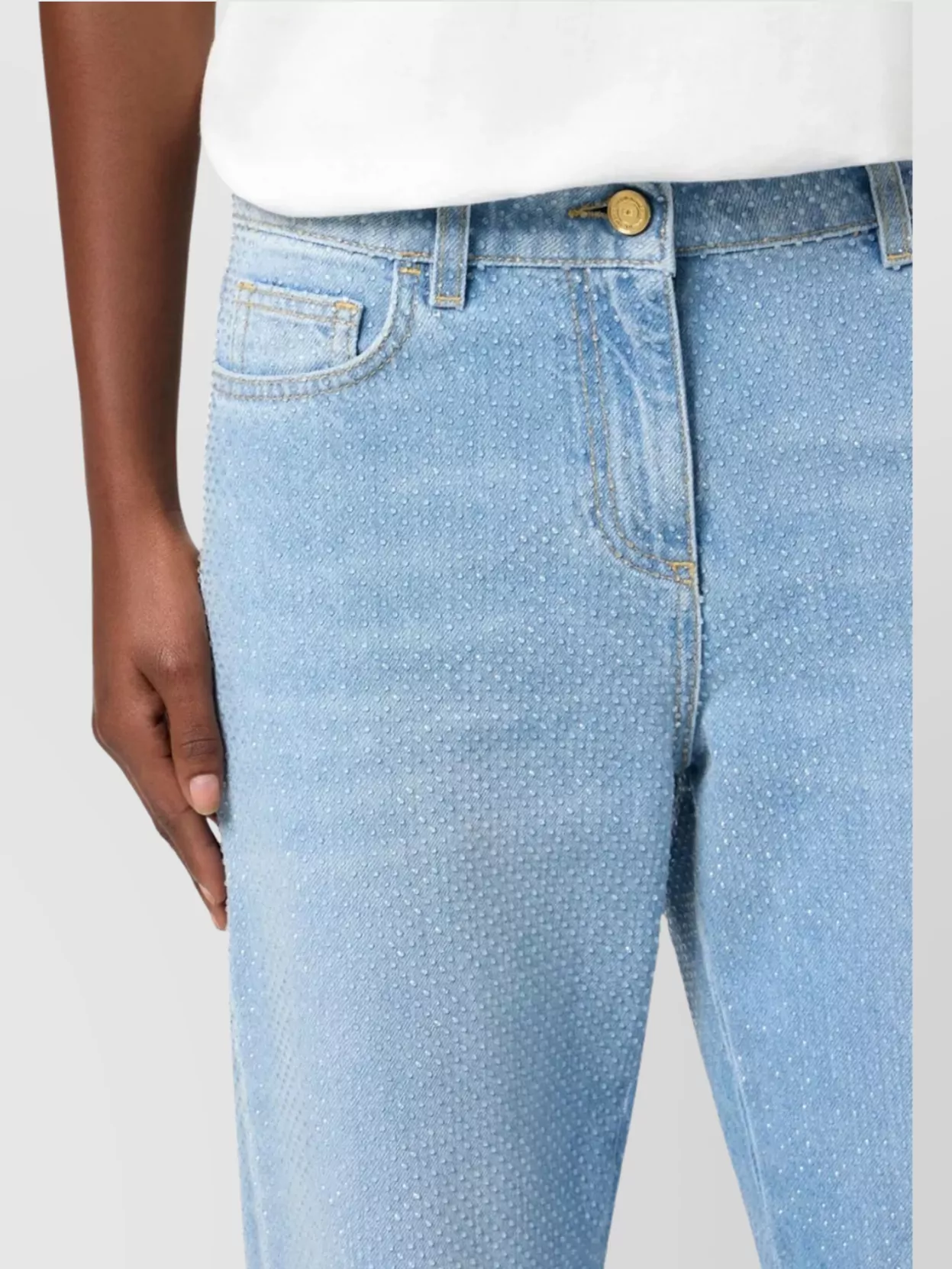 Elisabetta Franchi Textured Fabric Five-pocket Trousers In Blue