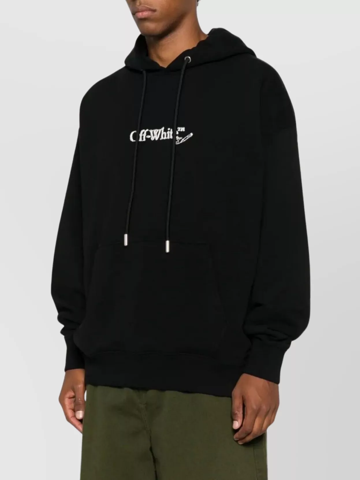 Off-White Logo Embroidered Hoodie Drawstring Style