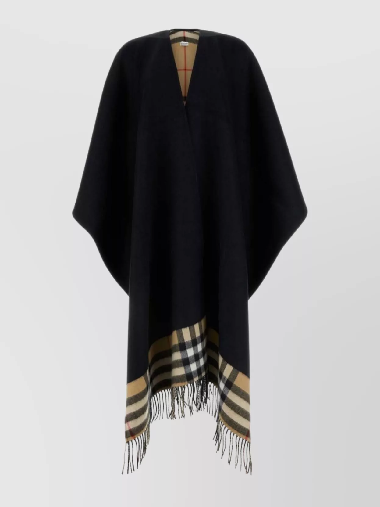 Shop Burberry Checkered Cashmere Wool Cape