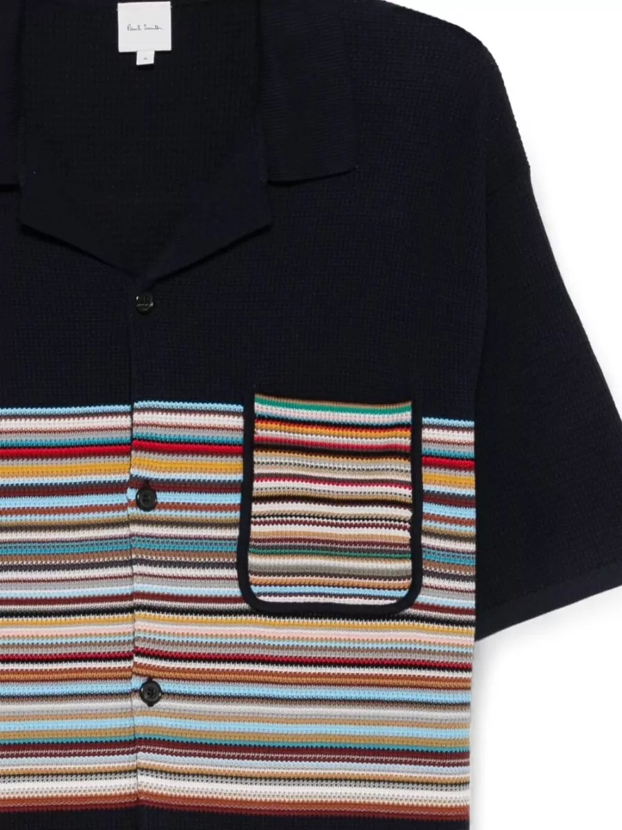 Paul Smith Striped Knit Cotton Short-Sleeve Polo Shirt