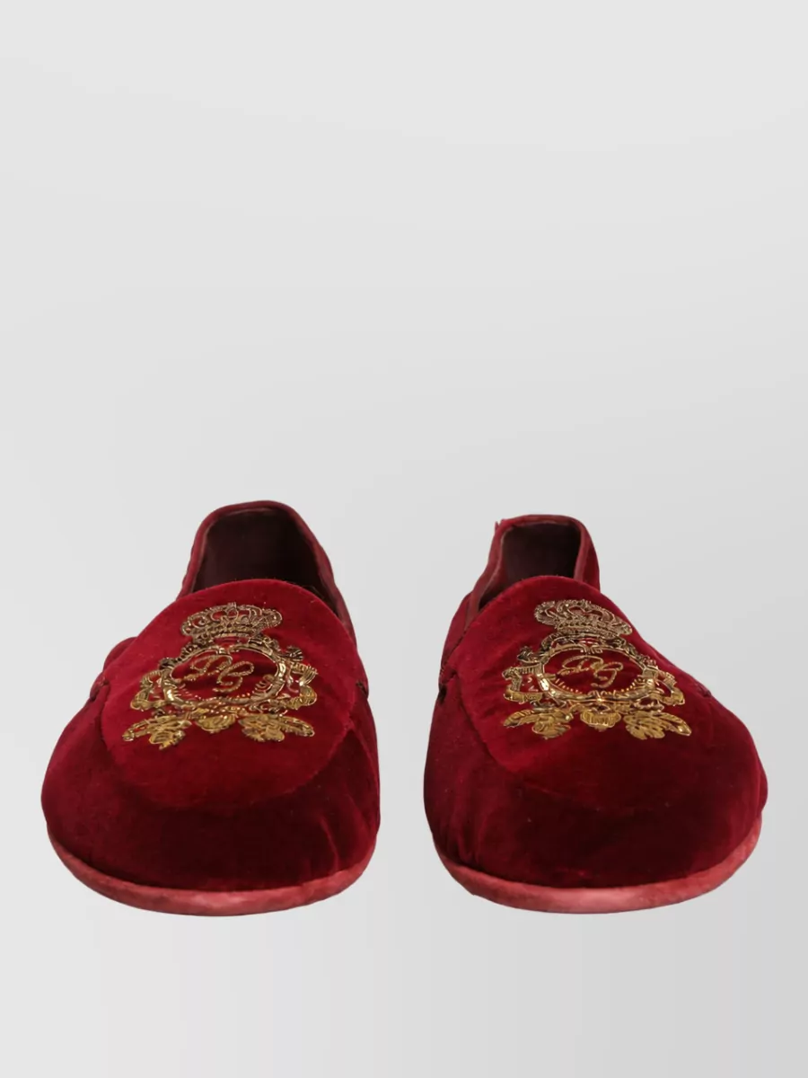 Dolce&Gabbana Velvet Crown Embroidery Loafers