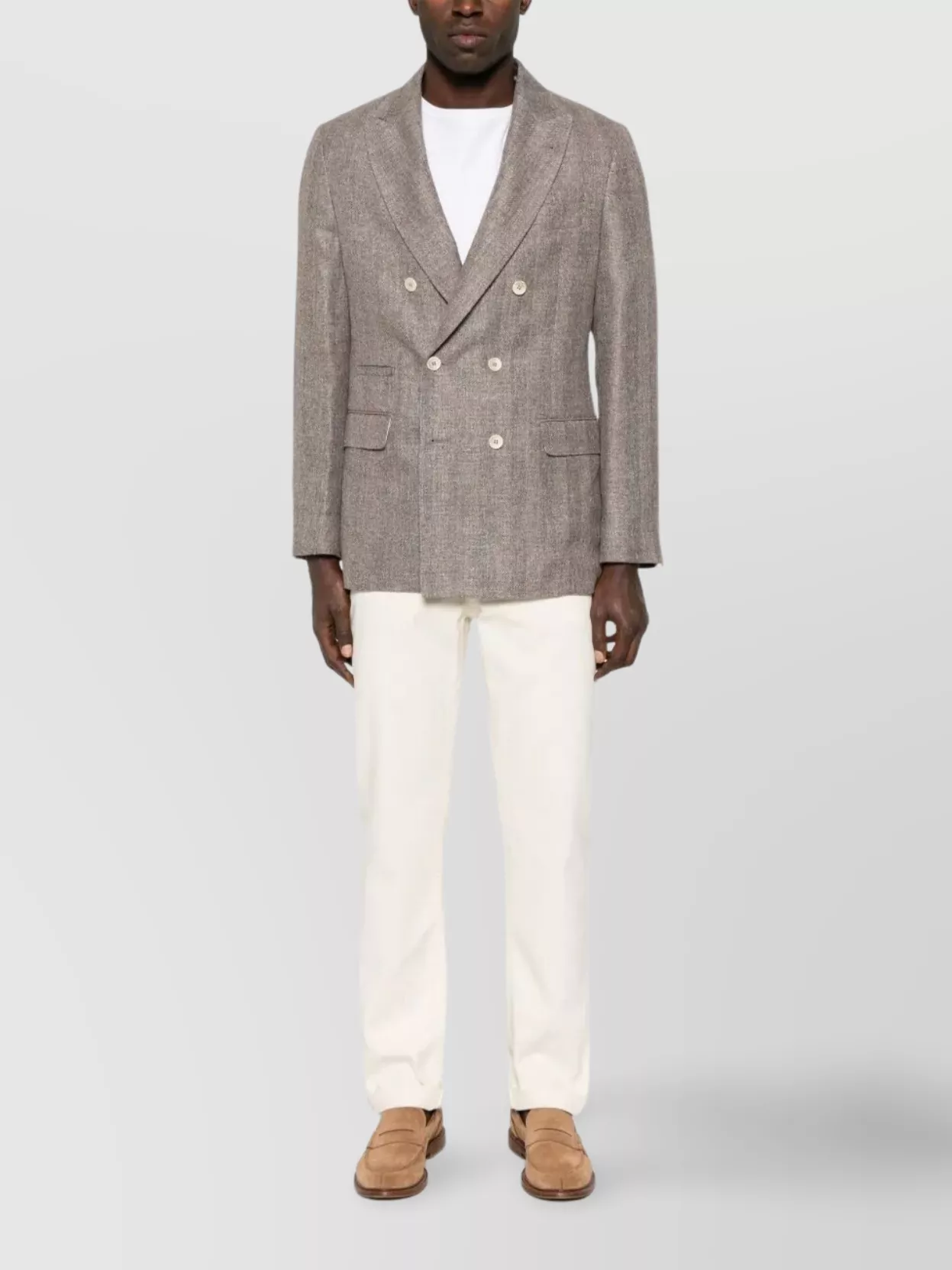 Brunello Cucinelli Jacket Double-breasted Back Vent In Gray