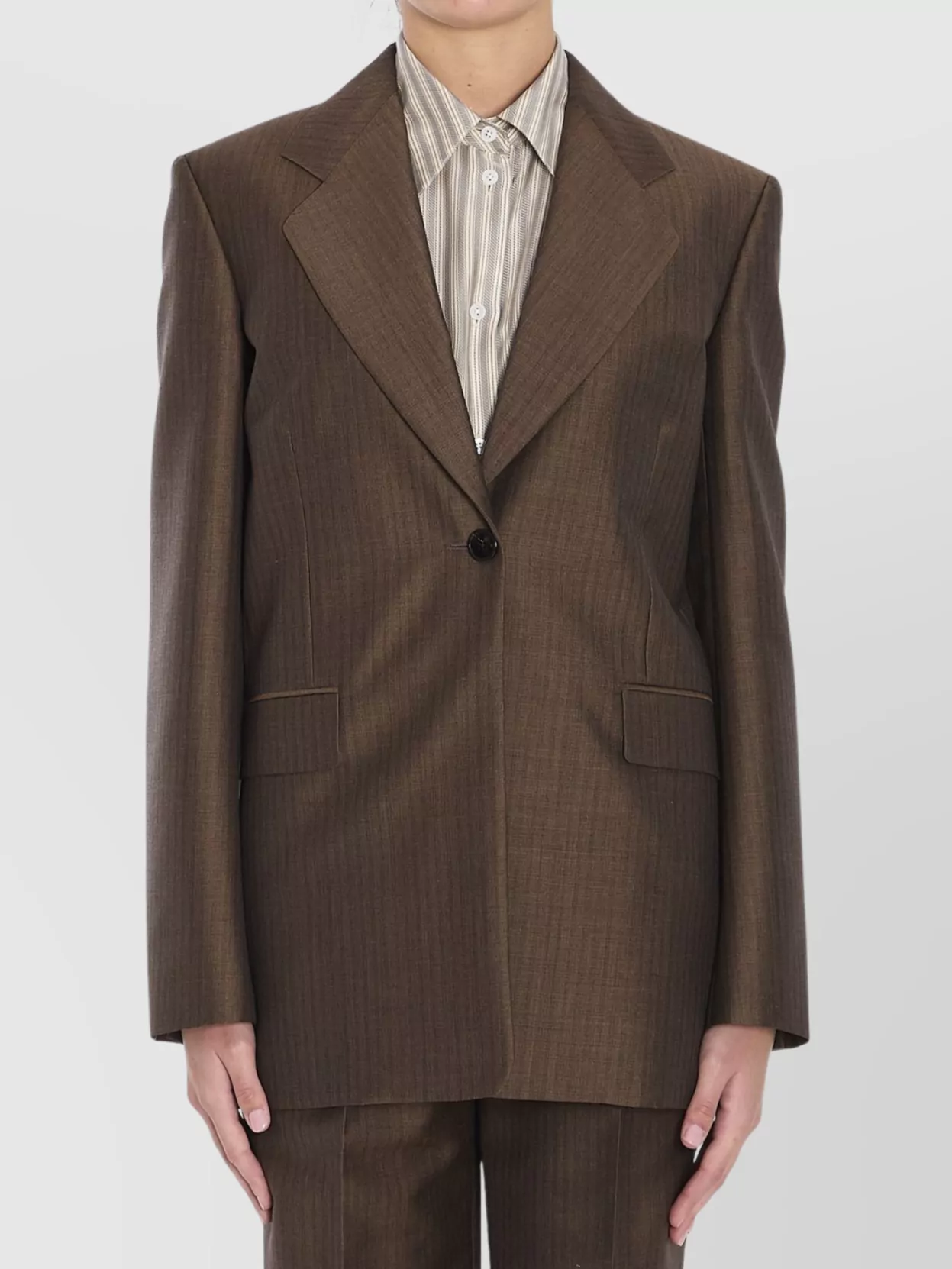 The Row Vermont Single-breasted Structured Jacket With Back Vent In Brown