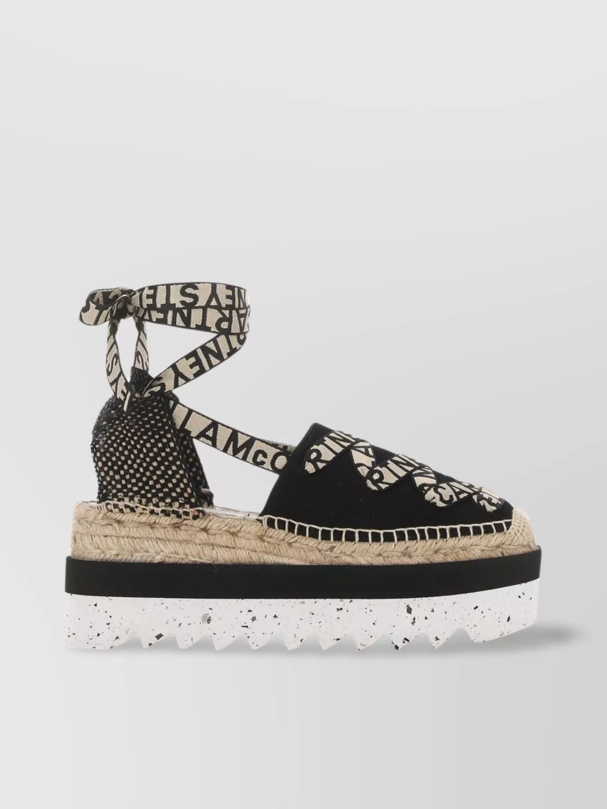 STELLA MCCARTNEY CANVAS PLATFORM ESPADRILLES WITH PRINTED UPPER AND CONTRAST TOE CAP