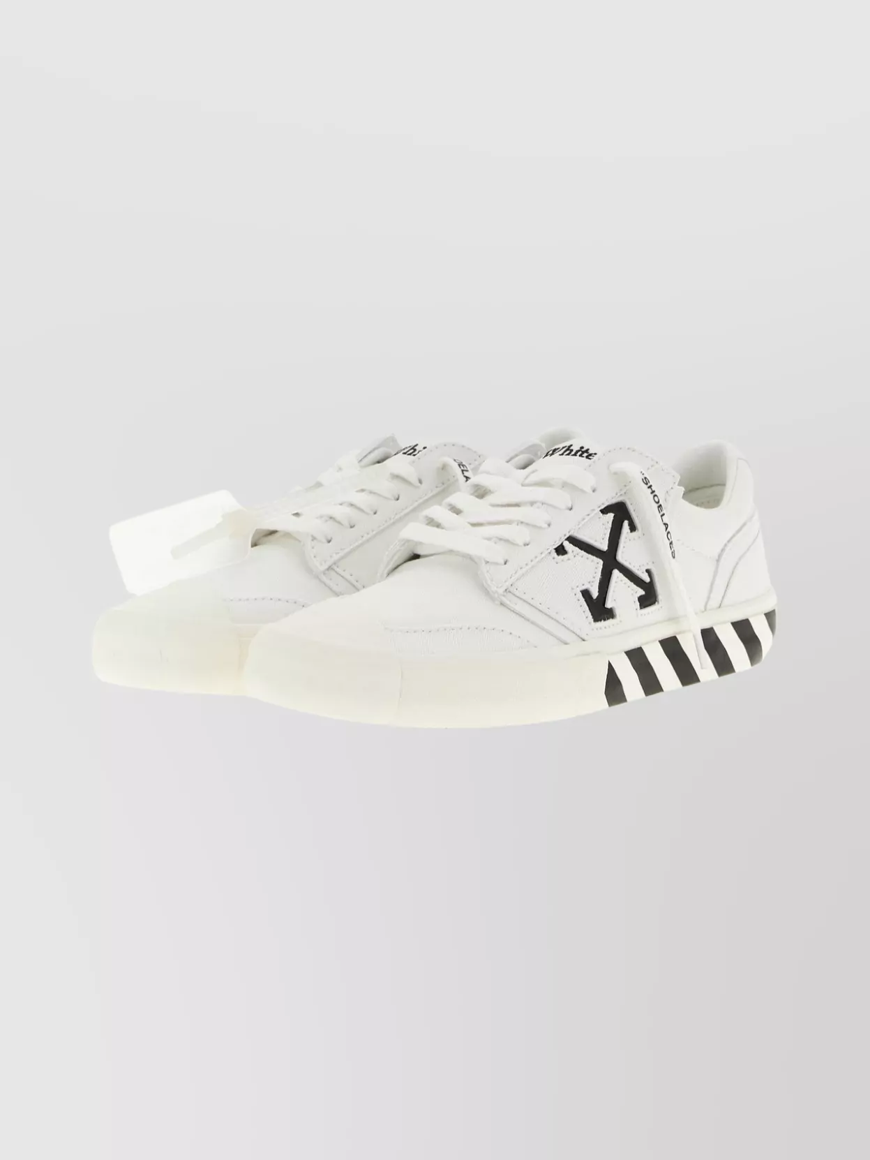 Off-White Low-Top Sneakers With Striped Rubber Sole