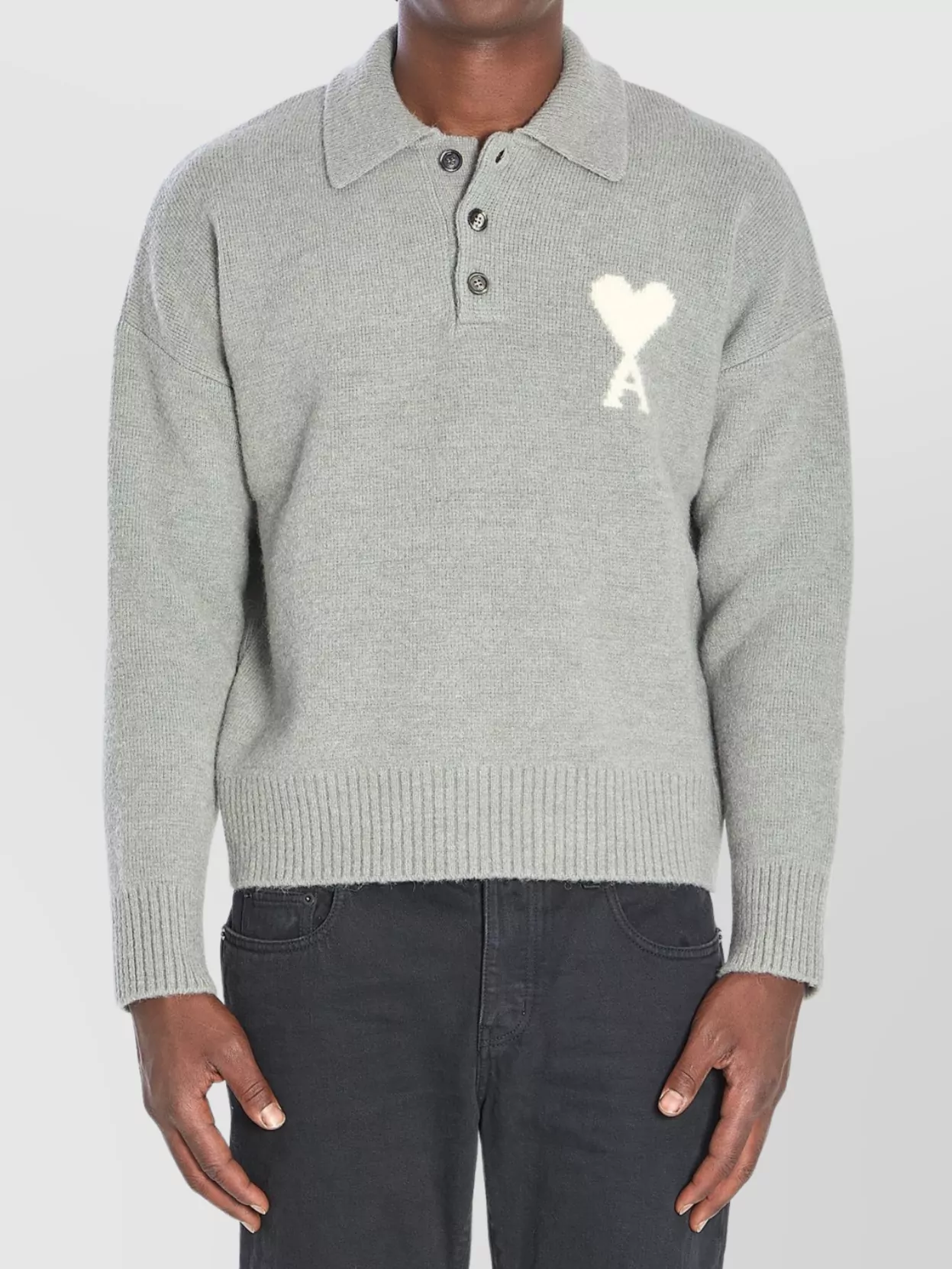 Ami Paris Polo Sweater Felted Effect