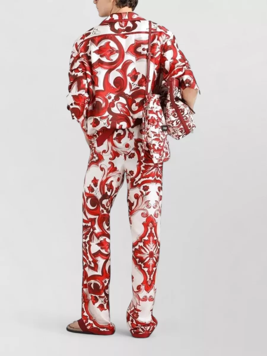Dolce&Gabbana Silk Printed Loose Fit Trousers
