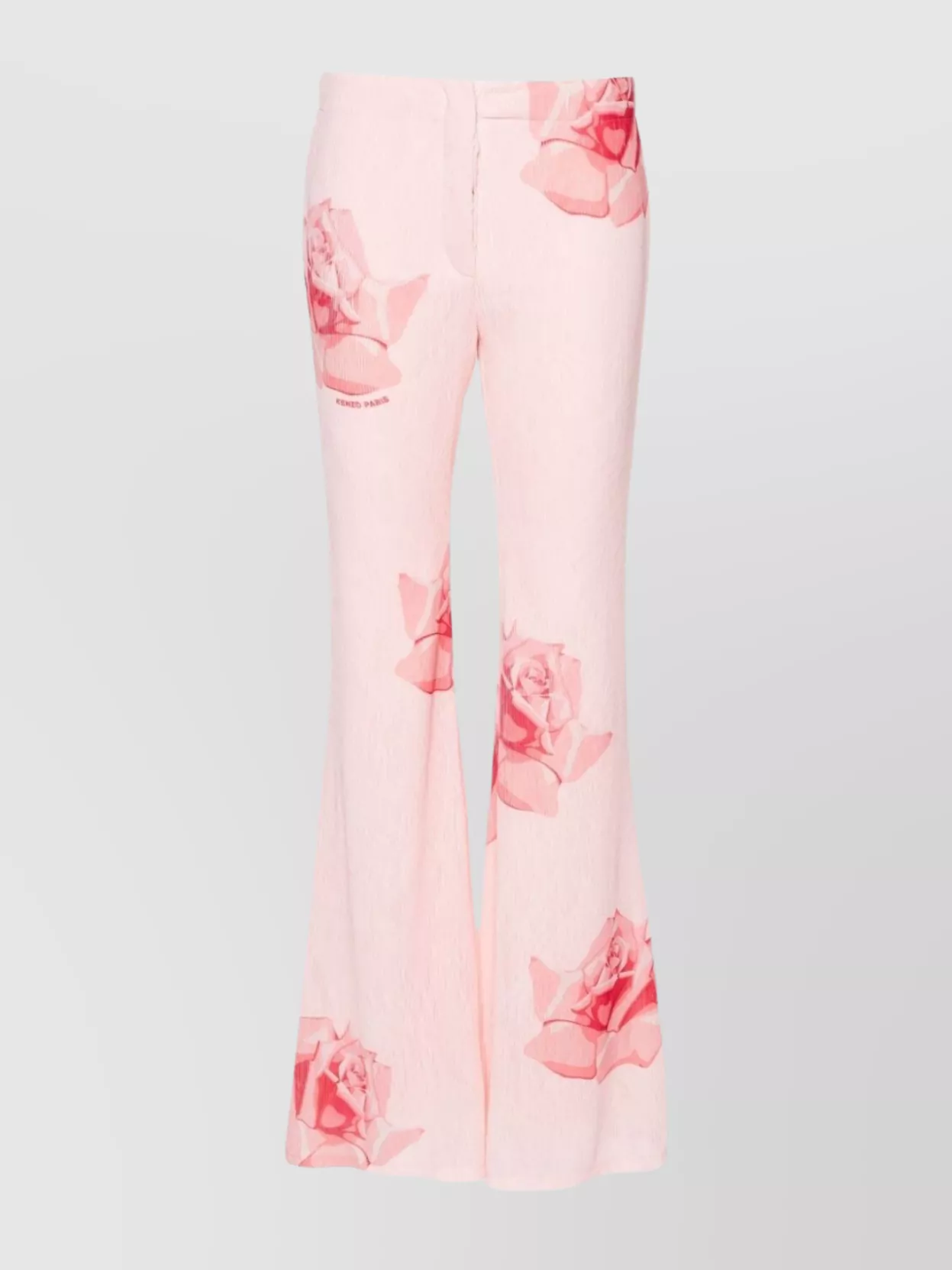 Shop Kenzo Flared High-waisted Trousers With Plissé Effect