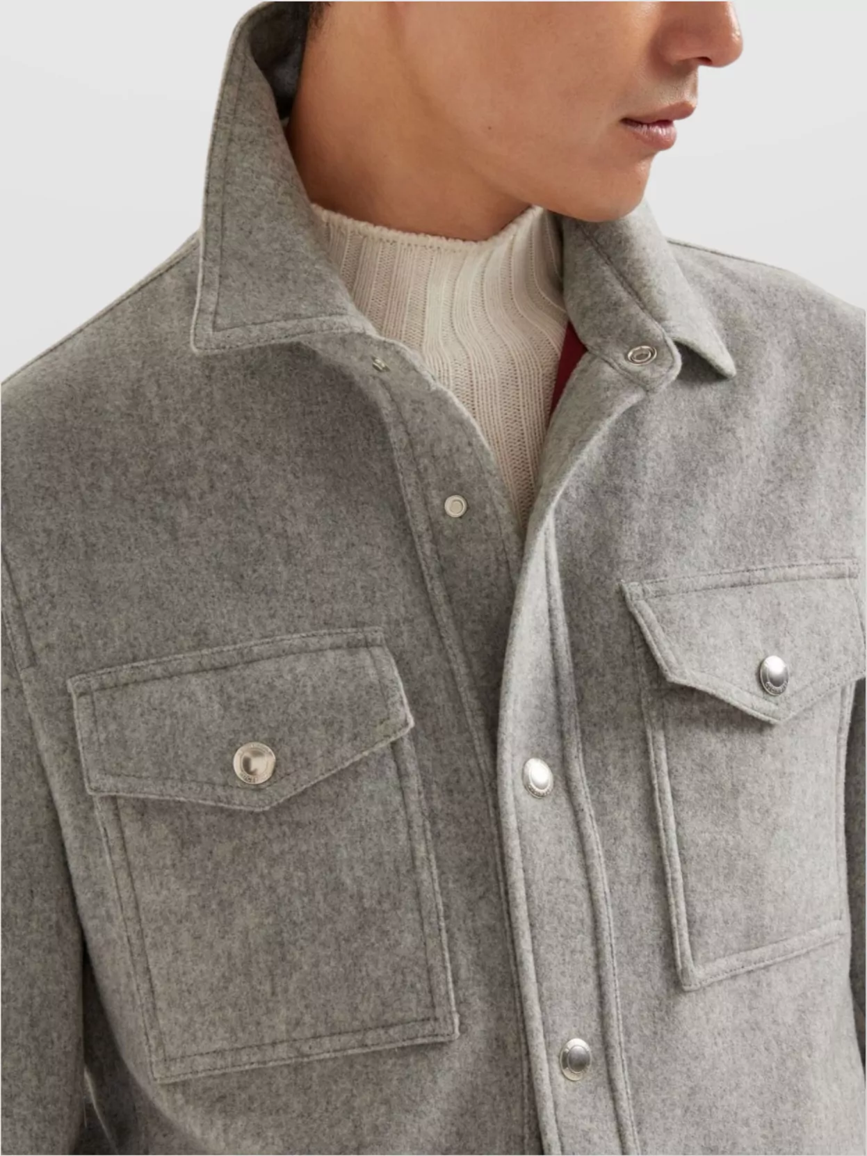 Brunello Cucinelli Cashmere Outerwear With Chest Pockets And Collar
