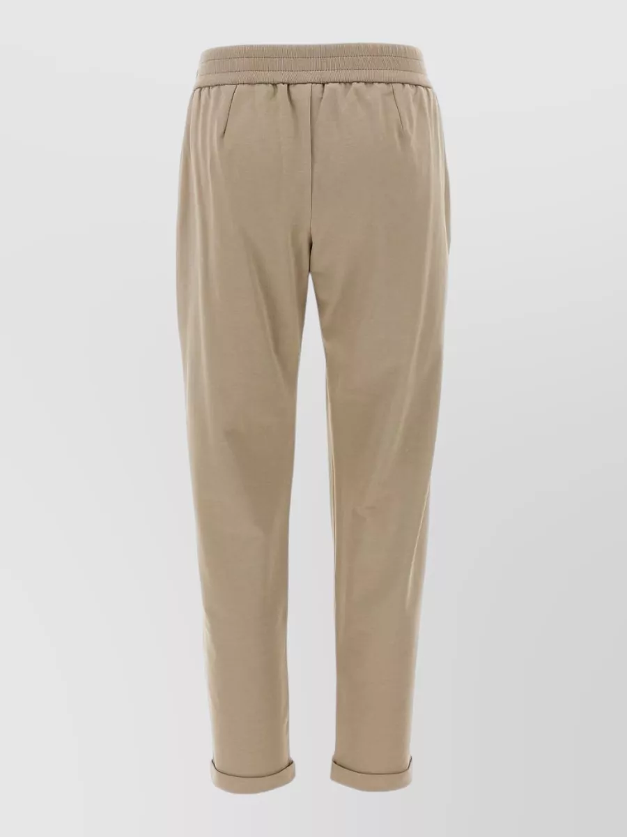 Brunello Cucinelli Cotton Drawstring Trousers Side Pockets Cuffed Hem