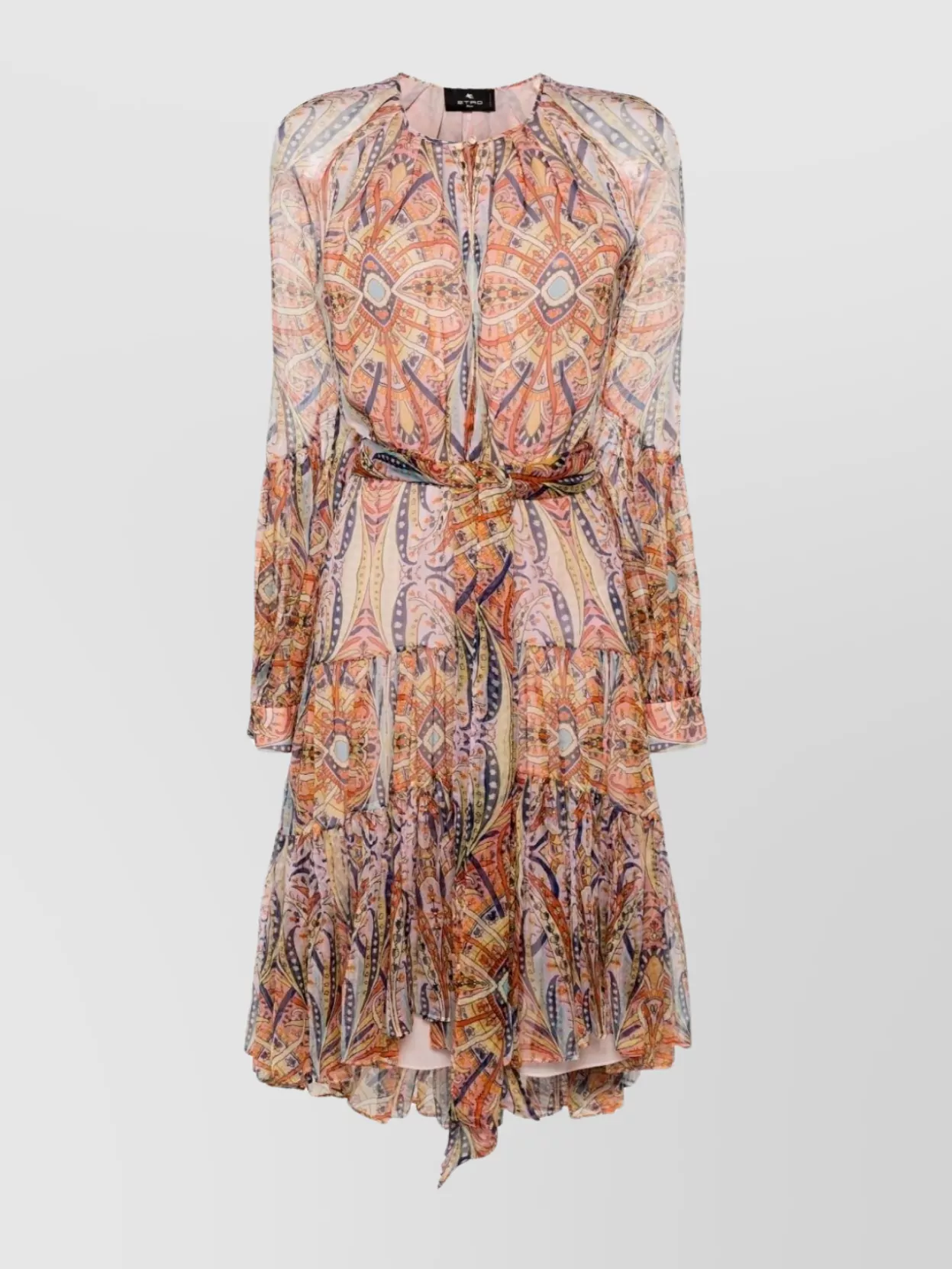 Shop Etro Printed Tiered Skirt Dress With Elasticated Waistband