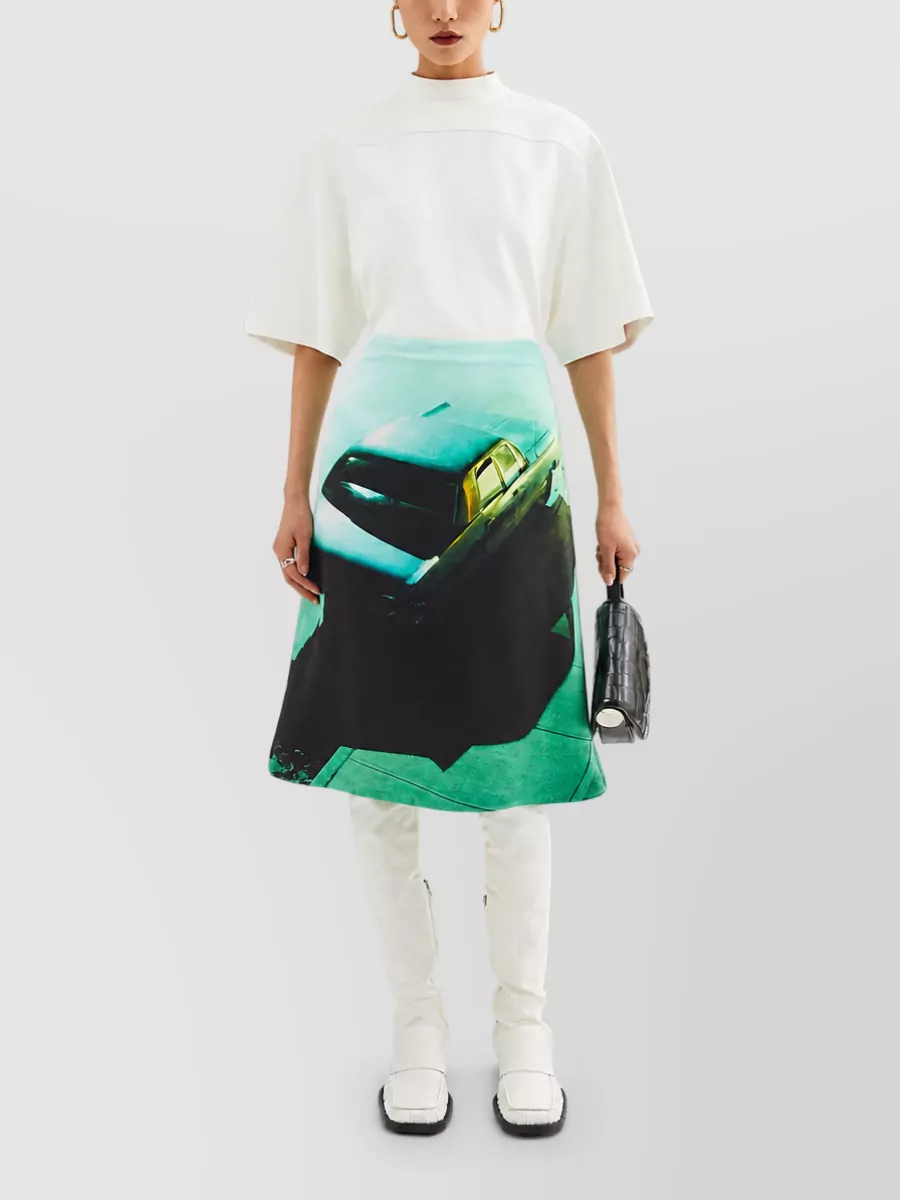 Jil Sander Printed Cotton A-Line Skirt