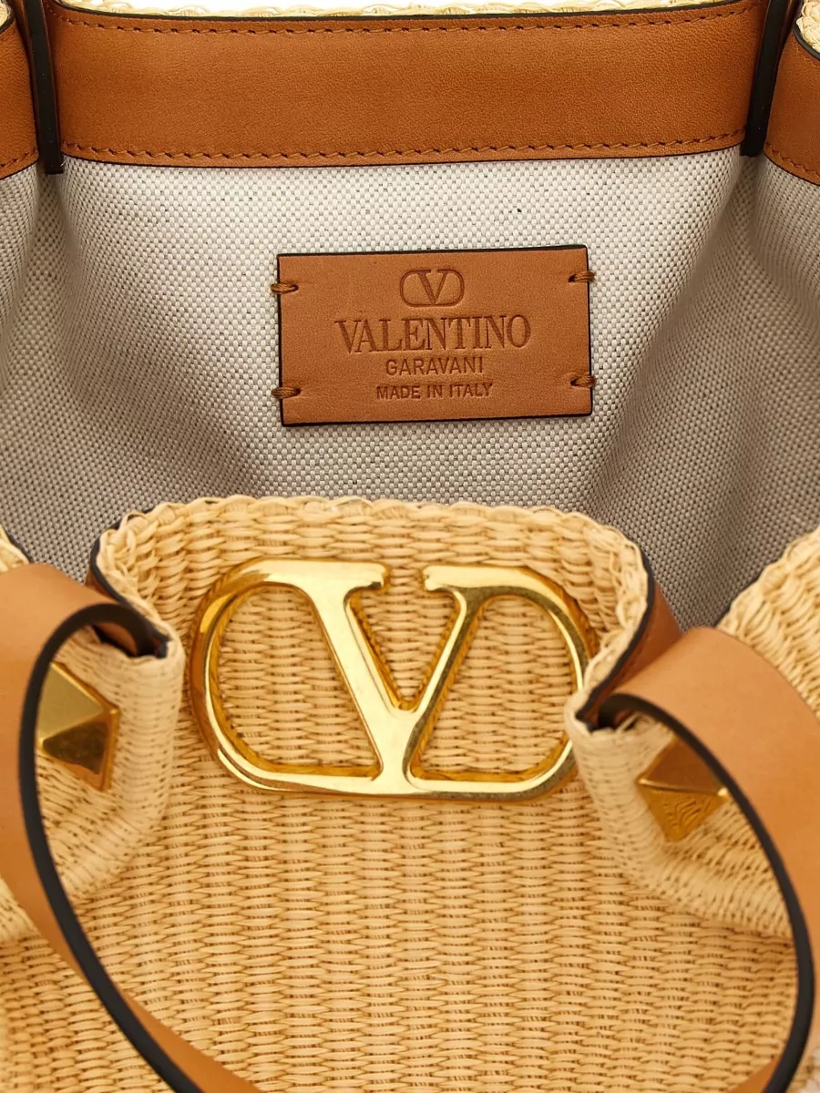 Valentino Garavani Vlogo Signature Medium Raffia Tote Bag