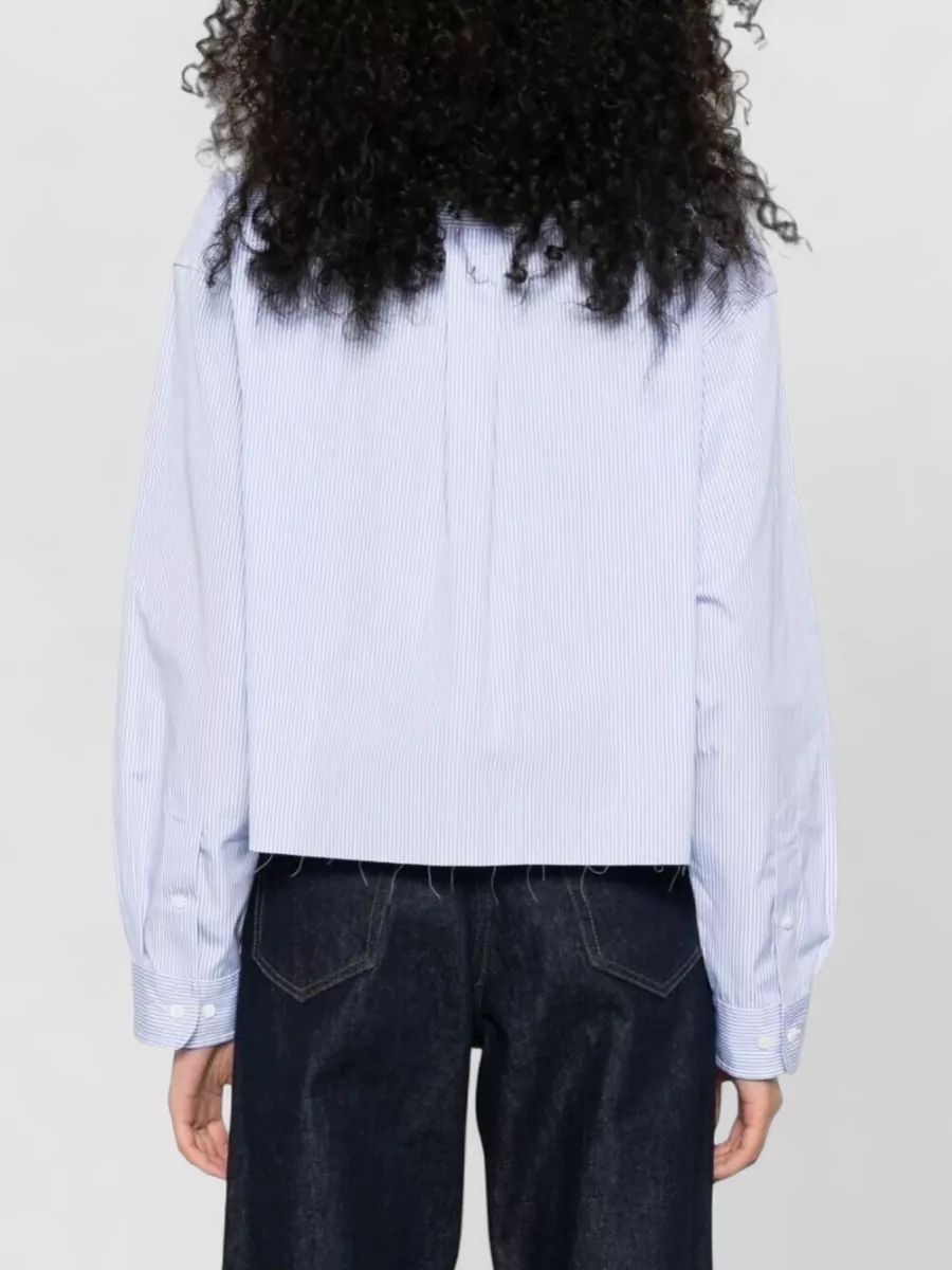 Miu Miu Cropped Cotton Shirt Long Sleeves Stripes