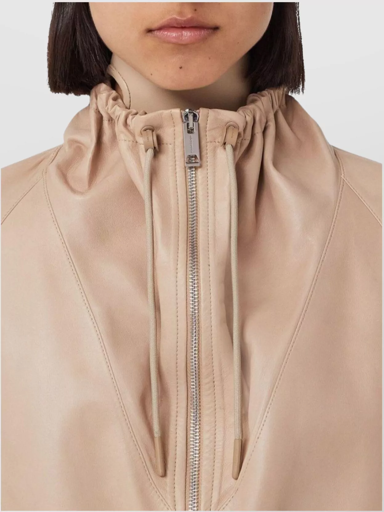 Burberry Cropped Leather Jacket Adjustable Hem
