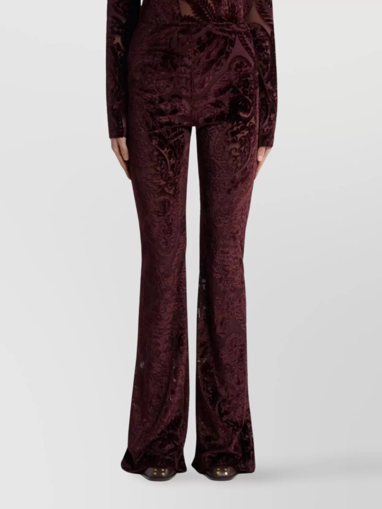 Etro Flared Trousers With Jacquard Effect In Red