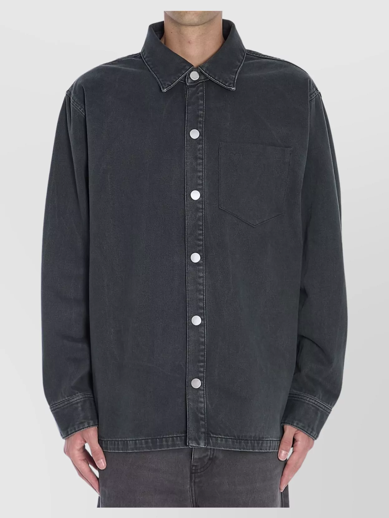 Ami Paris Overshirt With Cuffed Sleeves And Patch Pocket