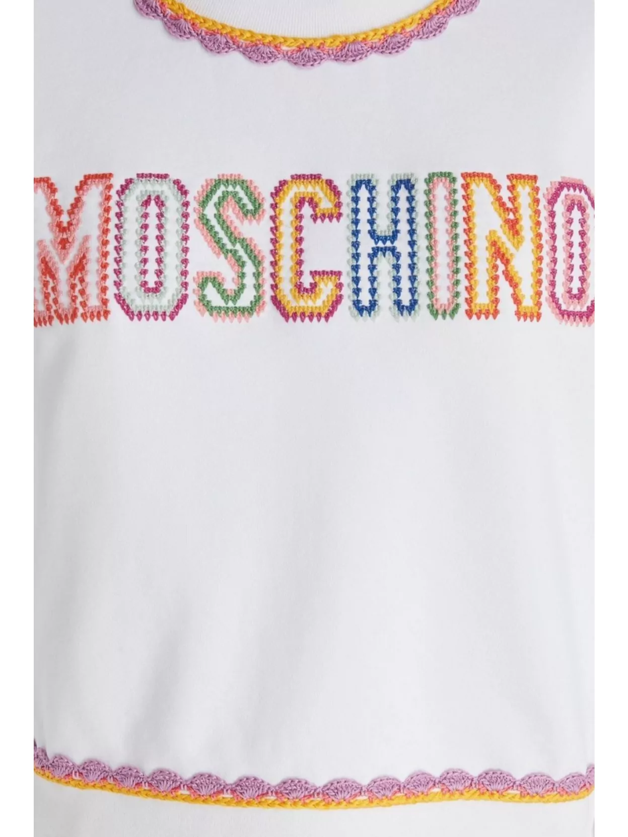 Moschino Crewneck Sweatshirt With Embroidered Logo And Scalloped Trim