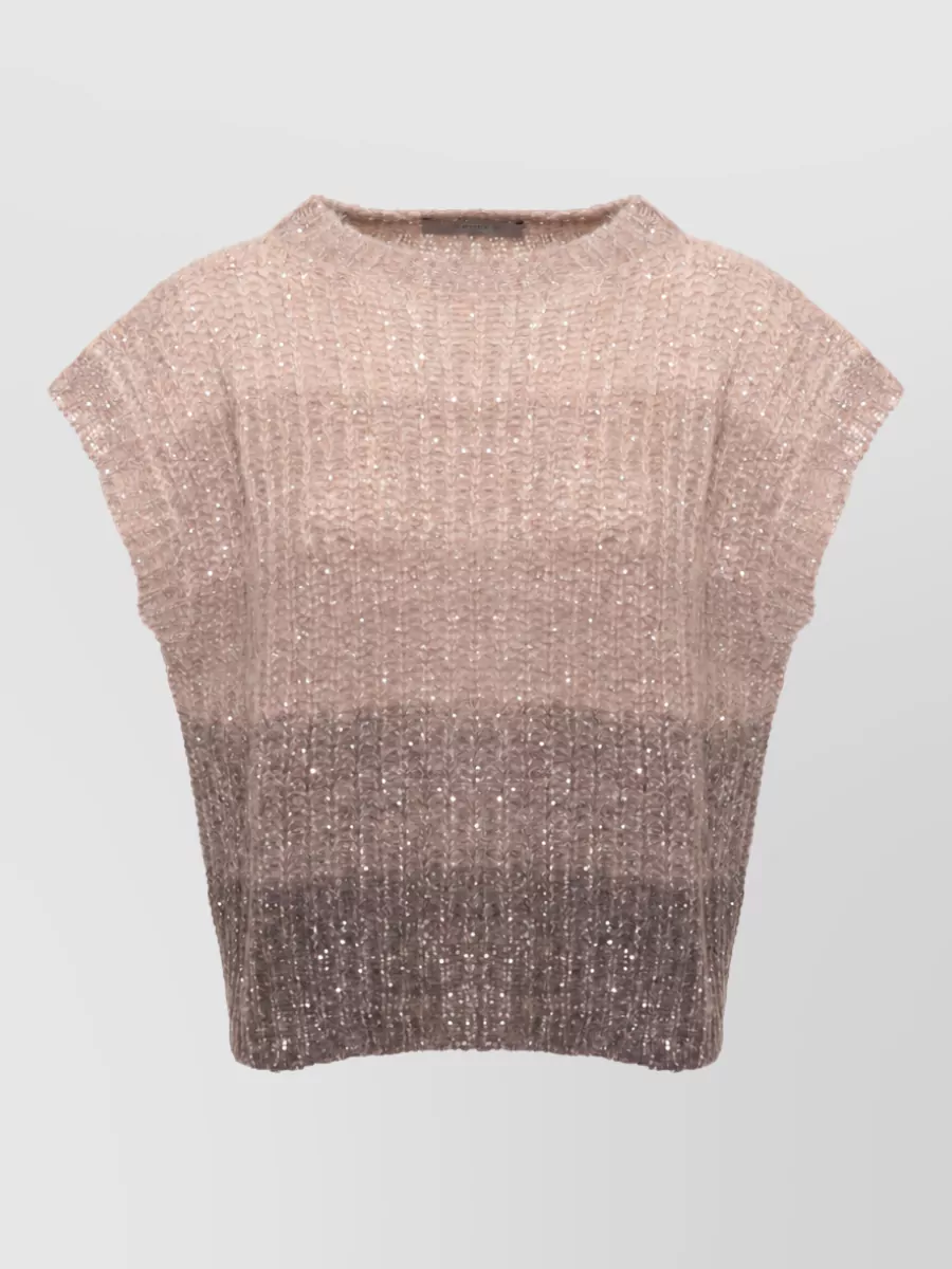 D.exterior sequinned ribbed knit vest