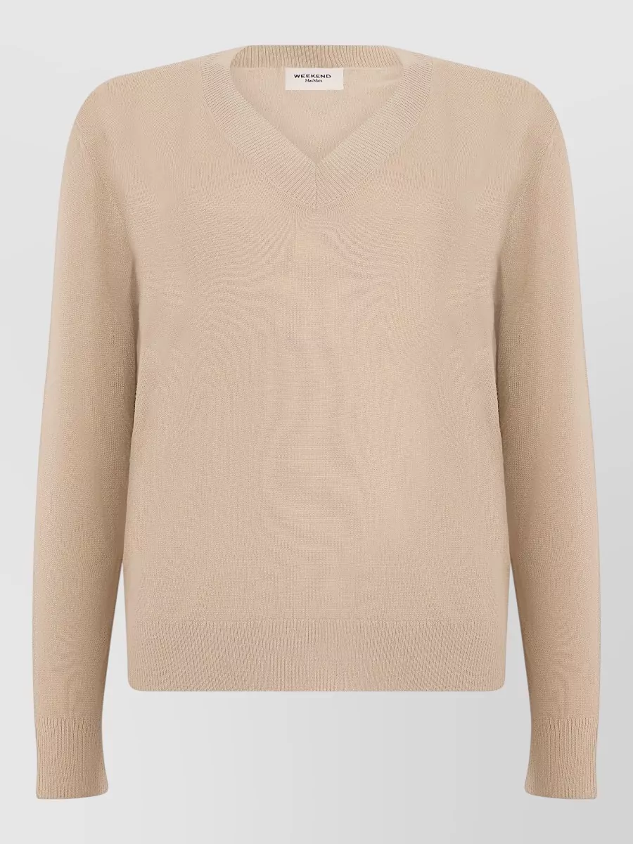 Weekend Max Mara cashmere silk wool v-neck long-sleeve sweater