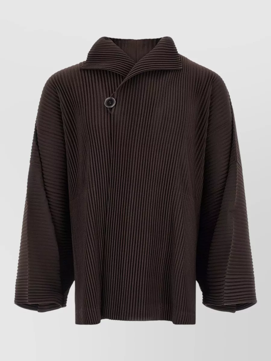 Homme Plisse Issey Miyake pleated single-breasted coat