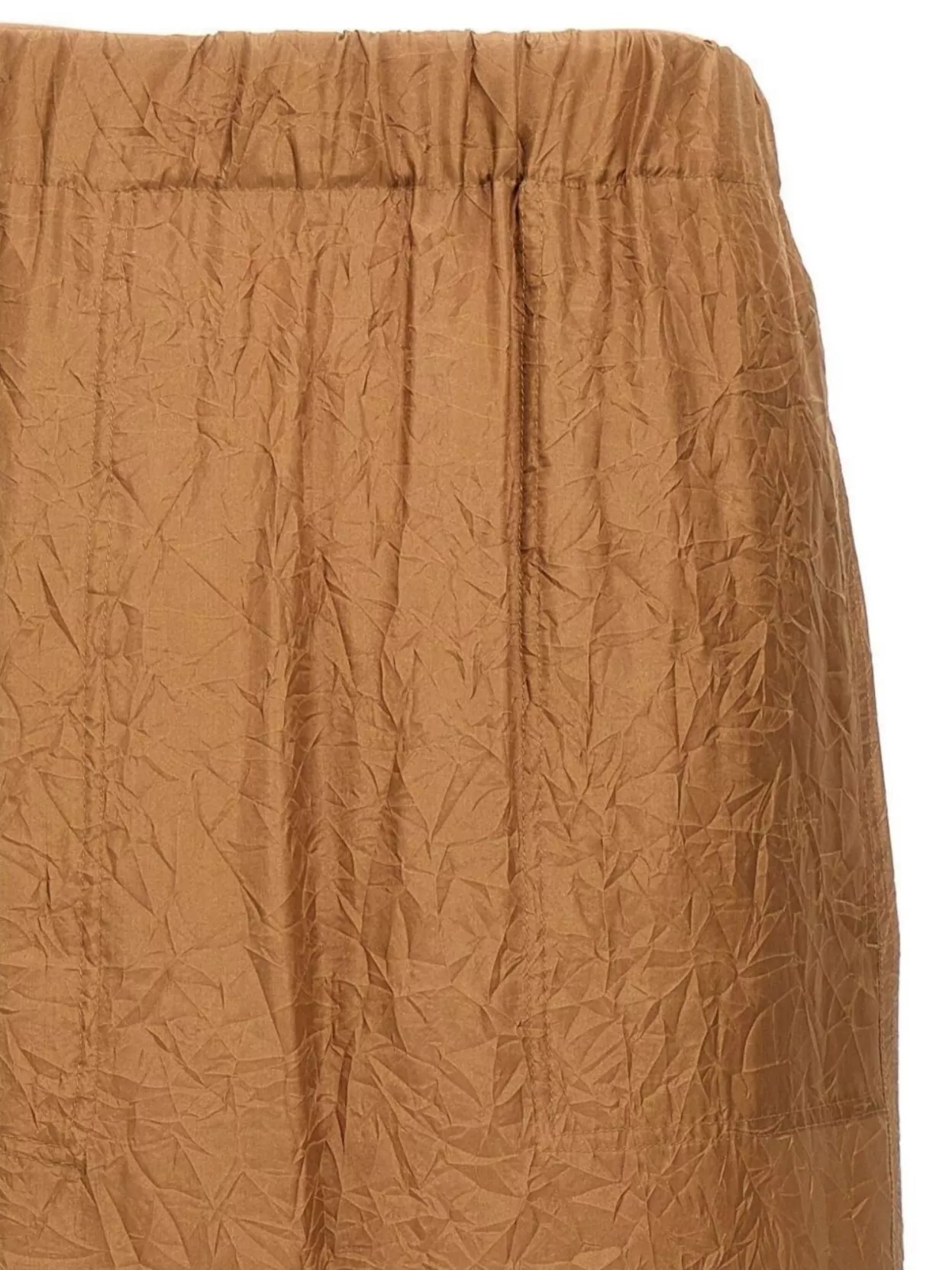 Max Mara Crinkled Texture Midi Skirt With Elastic Waistband