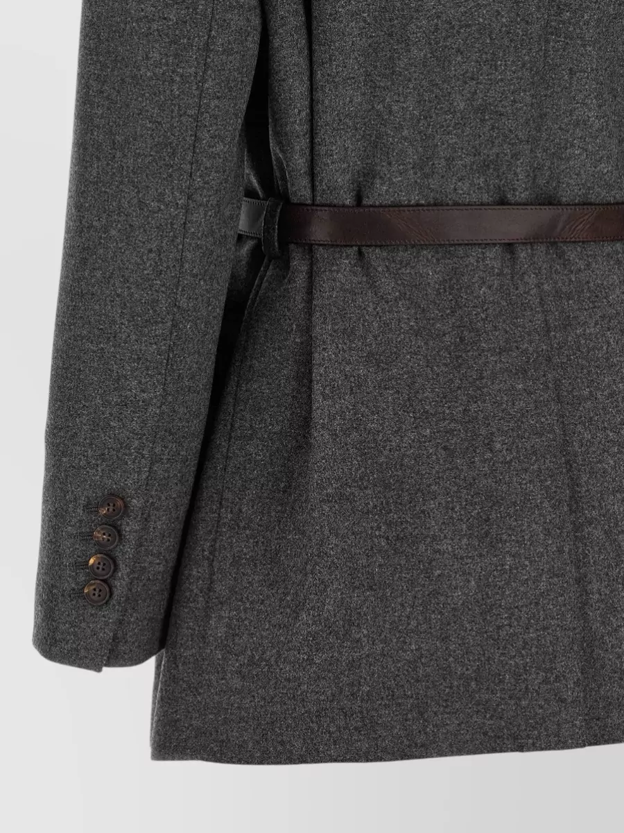Brunello Cucinelli Virgin Wool Cashmere Single-Breasted Belted Blazer
