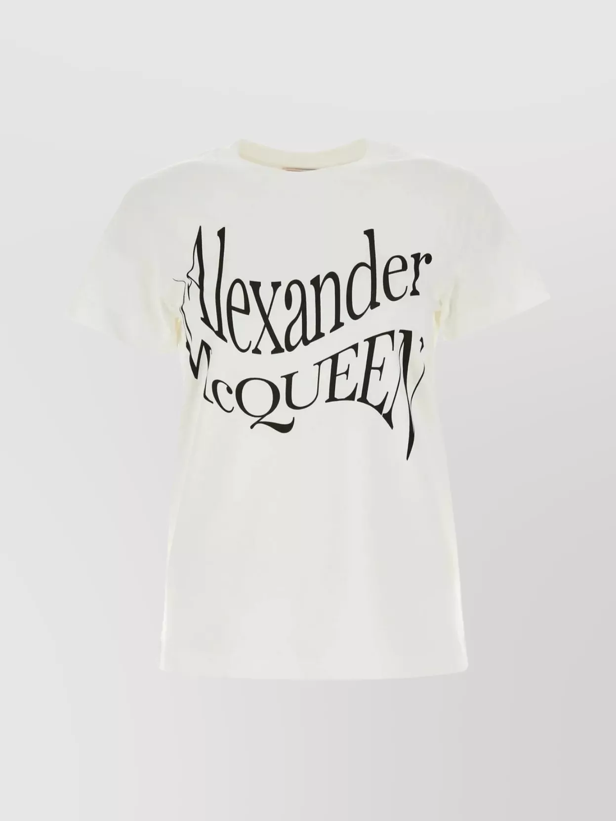 Shop Alexander Mcqueen Ribbed Crew-neck Cotton T-shirt With Short Sleeves In Grey