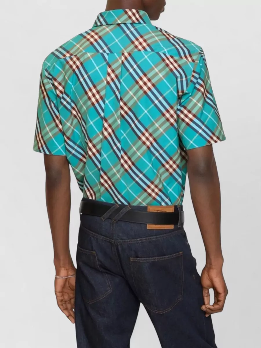 Burberry Check Shirt Button Down Collar Short Sleeves