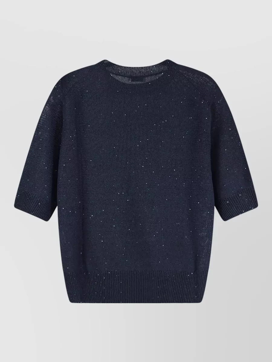 Brunello Cucinelli Sequined Linen And Cotton Short-Sleeve Jumper