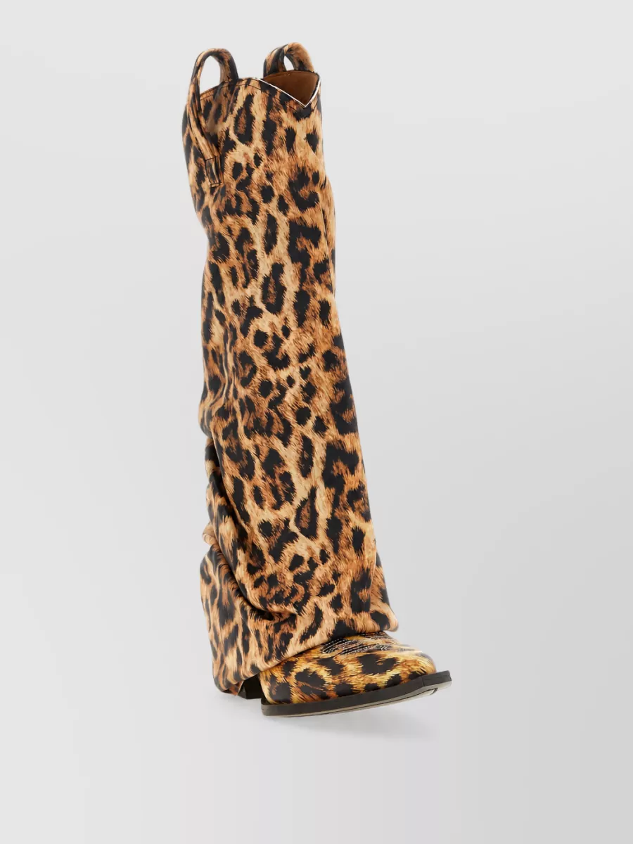 R13 Leather Printed Mid Cowboy Boots